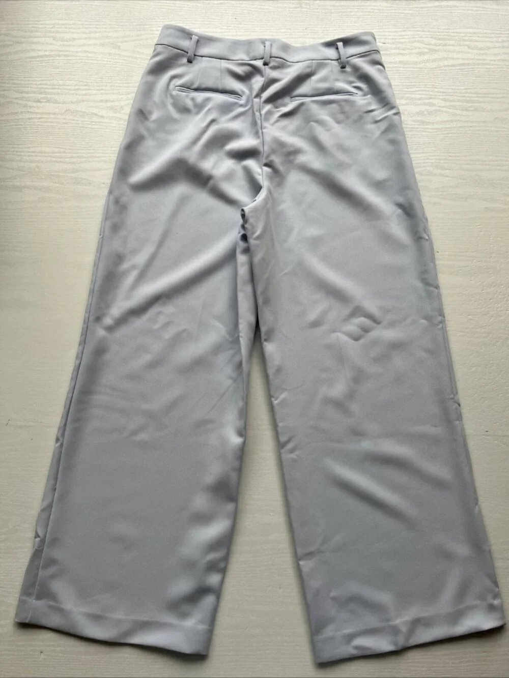 Ann Taylor Wide Leg Pants Womens 12 Ice Blue Crepe Pleated Full Length